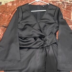 Elegant Black Wrap Dress, Evening